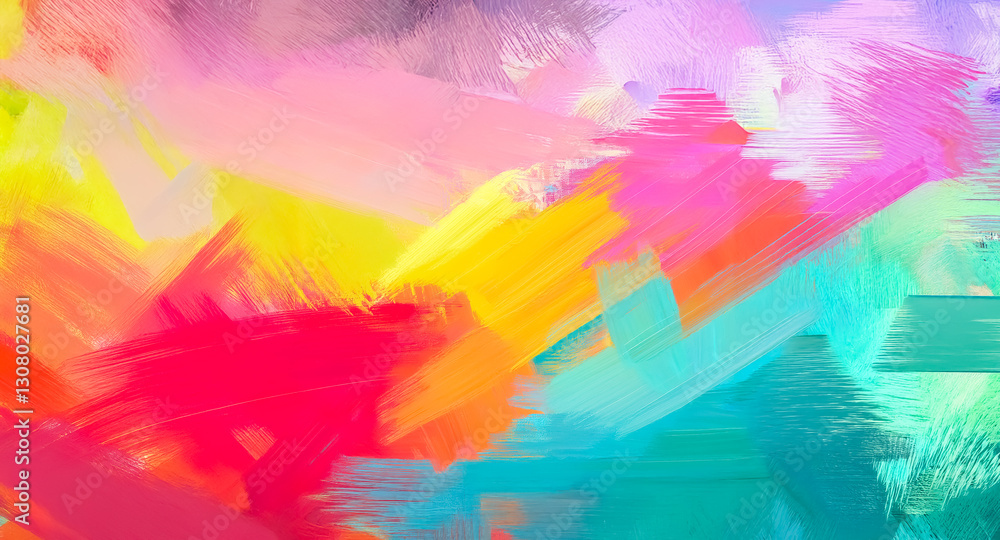 Poster vibrant abstract art with dynamic brushstrokes creates a colorful and textured visual. expressive pa