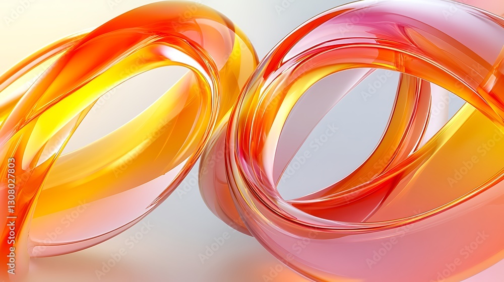 Aufkleber dynamic background with glass and colorful plastic shapes. 3d rendering illustration.