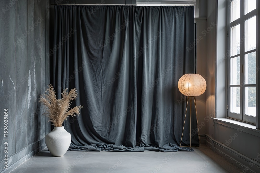 Poster elegant product display with gentle charcoal backdrop and soft window light