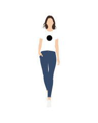 Fototapeta premium Flat vector people and illustration, woman with casual outfit