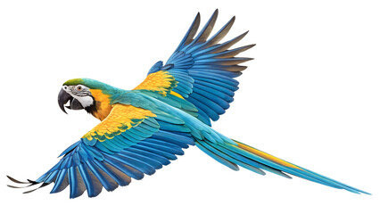 Blue-and-gold Macaw in Flight: Vibrant Bird Artwork