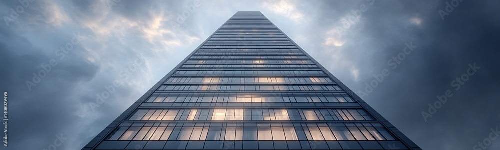 Poster low-angle view of a tall residential tower showcasing modern architecture.