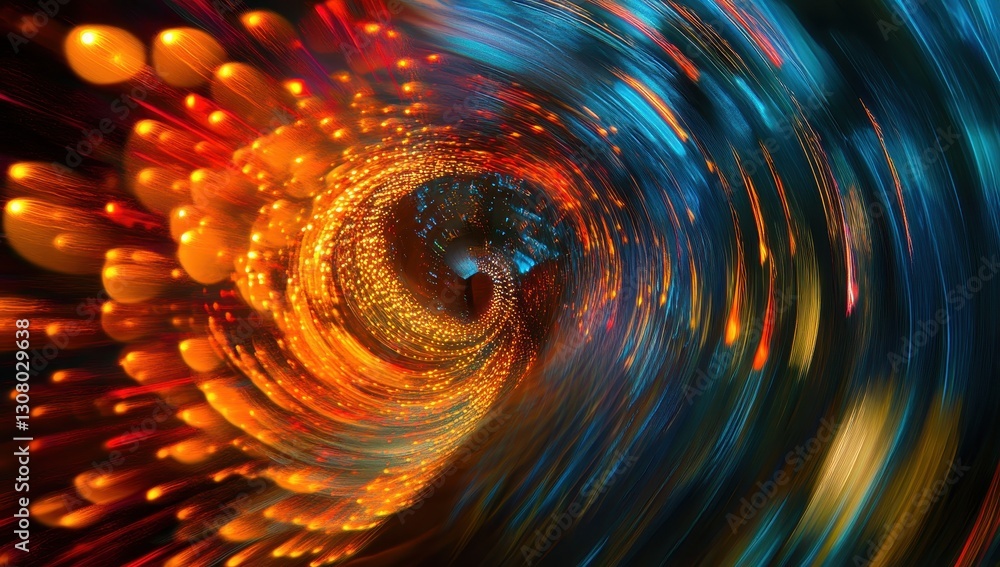 Poster vibrant abstract swirl of colorful lights creating a whirling effect with dynamic movement and energ