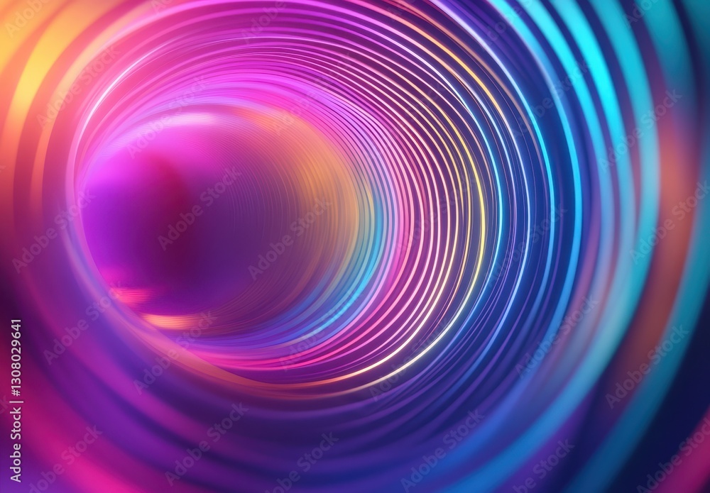 Poster vibrant abstract swirls in a colorful gradient tunnel with radiant light effects and spiraling lines
