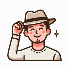 cartoon vector illustration of person wearing a hat