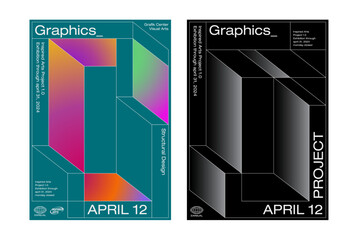 Colorful gradient black background structural line poster design template layout typography graphics branding presentation album print website header banner cover exhibition flyer visual abstract art