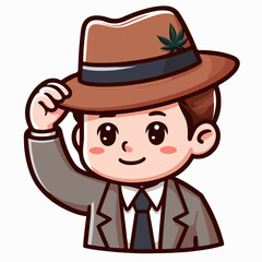 cartoon vector illustration of person wearing a hat