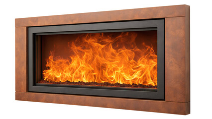 Modern Electric Fireplace with Corten Steel Frame & Realistic Flames