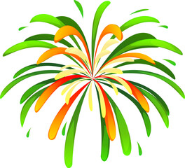 St Patrick day firework with golden and green sparks for Irish holiday, vector cartoon symbol. Saint Patrick festival and Ireland national holiday celebration firework with green and gold sparkles