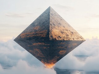 Floating Diamond Prism, Ethereal Architectural Wonder Above the Clouds