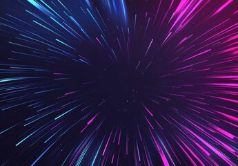 Vibrant Light Streaks in a Dark Space Creating a Cosmic Effect with Shades of Blue and Pink Radiating Towards the Center of the Image