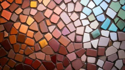 Colorful mosaic tile background with various shades and shapes creating a gradient effect.