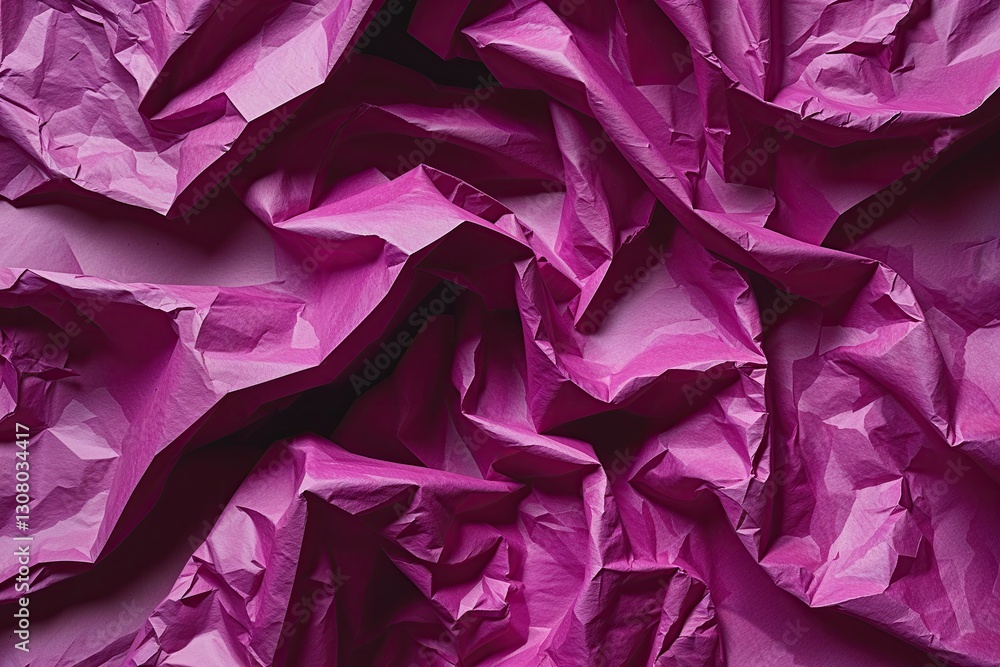 Aufkleber vibrant crumpled magenta paper texture with dynamic shadows and eclectic waves for backgrounds and d