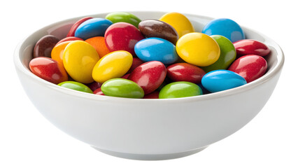 Colorful Candy Coated Chocolate Candies in White Bowl