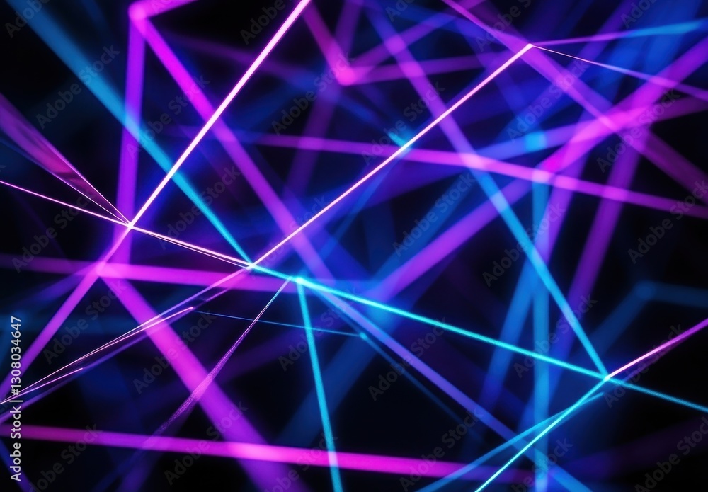 Poster vibrant lines in neon colors forming abstract patterns, illustrating modern digital art and creative