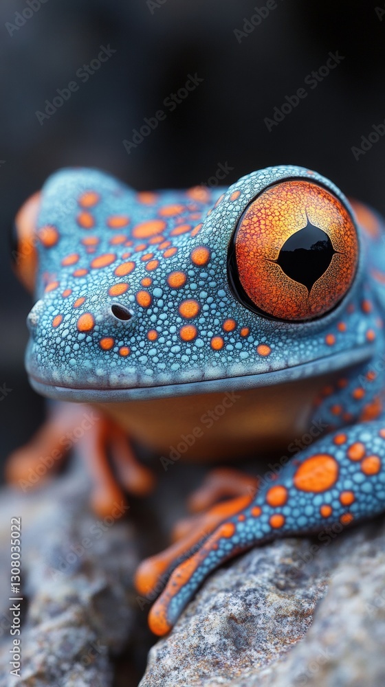 Poster close-up view of a frog with a remarkably large eye capturing the intriguing details of nature