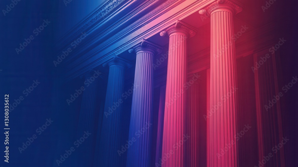 Aufkleber Experience the dynamic transition from blue to red representing political movement and progress with a striking minimalistic design Generative AI