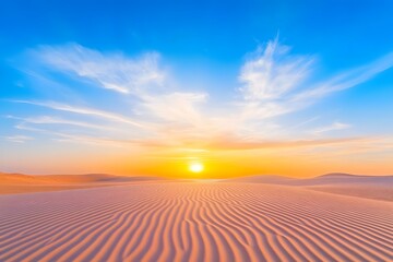 Naklejka premium Breathtaking Sunset Over Serene North Sea Dunes Stretching Into the Horizon