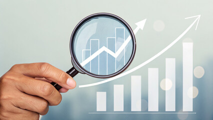 Trends 2025 2026 year concept. Hand holding magnifying glass with 2025 trend searching bar for optimization 2026 business marketing trends and business plan in new year. Find information and new ideas