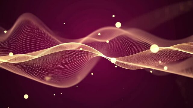 Burgandy Red and Gold Abstract Wave Background 