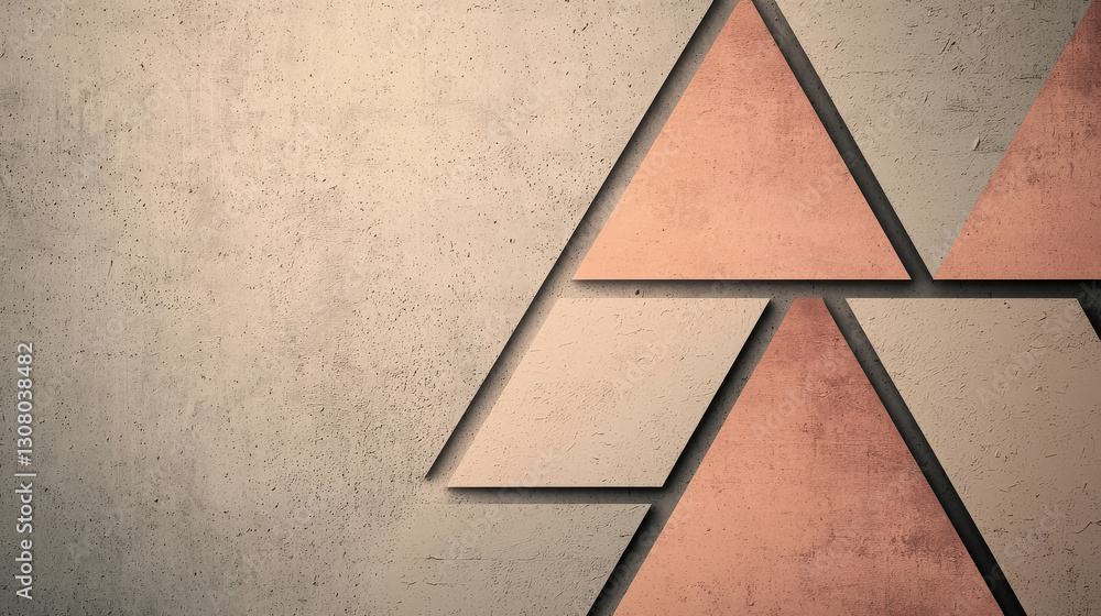 Poster minimalist abstract background with sharp edged geometric shapes in soft earthy tones