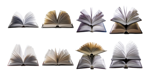 Open Books on Transparent Background