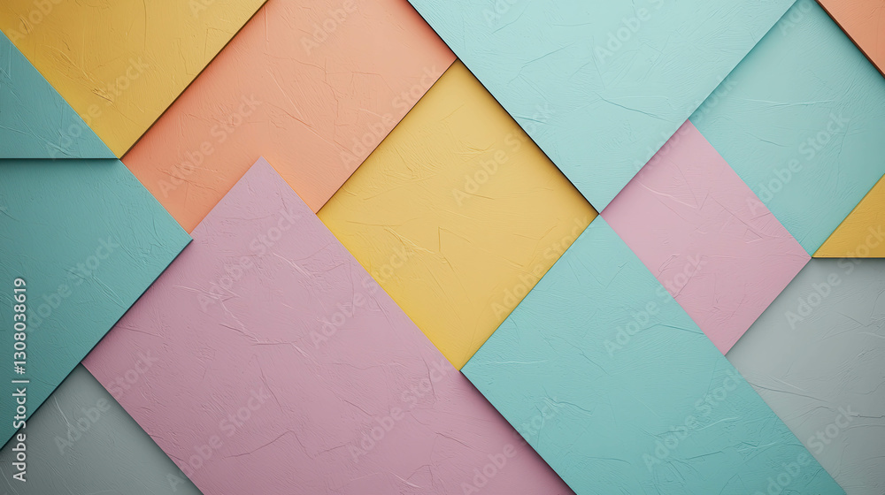 Poster minimalist geometric background in soft pastel colors with sharp edges and texture