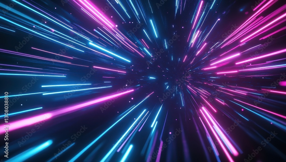 Aufkleber vibrant neon lights in motion creating a dynamic abstract background with blue and pink rays of ligh