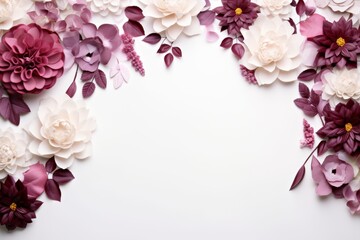 Floral art template on a white background with empty text space.