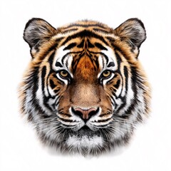 Fototapeta premium Tiger Face Portrait in Natural Habitat: Wildlife Photography Showcasing Endangered Big Cat's Ferocious Beauty and Colorful Stripes