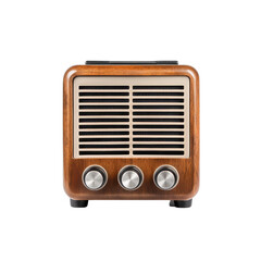 Fototapeta premium Vintage wooden radio with classic knobs and grille design