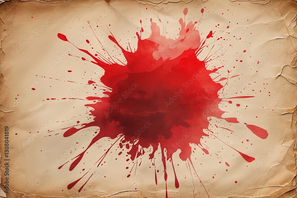 Poster Retro Paper Texture Grainy Background with Red Gradient Splash__