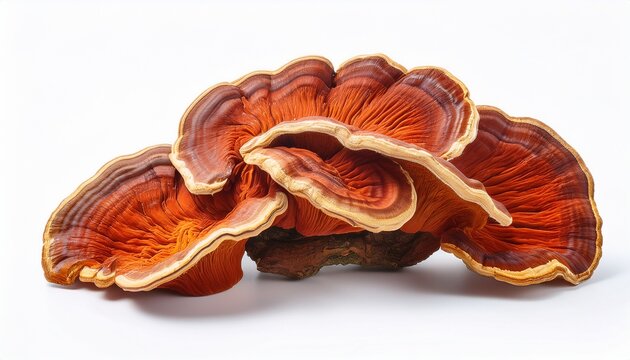 lingzhi mushroom ganoderma lucidum isolated on white background