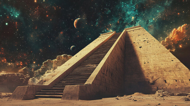 Jacob's Ladder: Bridging Ancient Ziggurats and Modern Satellite Arrays in a Space Race Cultural Fusion