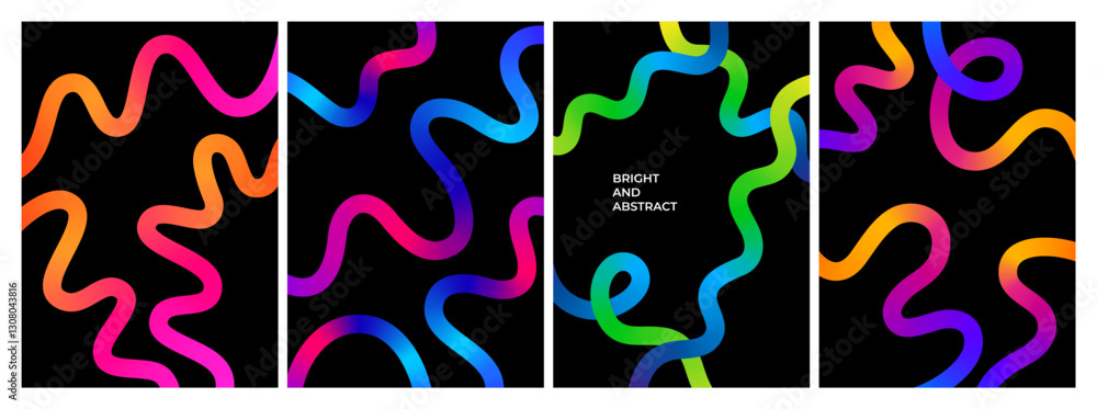 Leinwandbilder Abstract Background with Gradient Lines Pattern. Vector Organic Wavy Shapes. Color Squiggle Design Elements. Swirl Modern Graphic for Posters and Cards