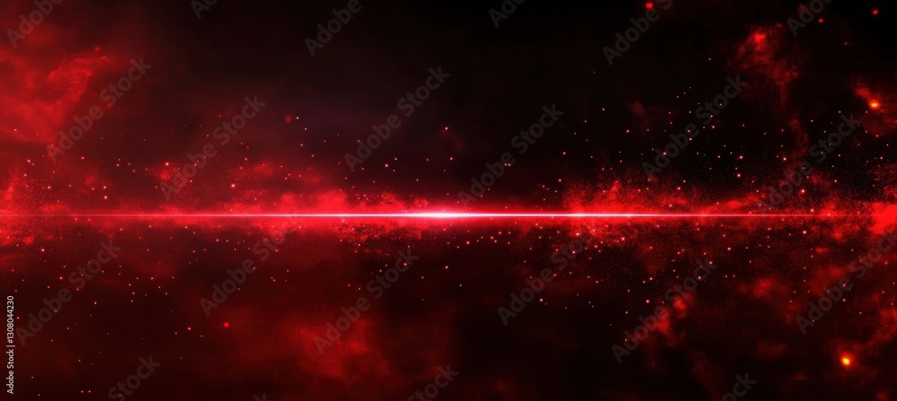 Poster vibrant red cosmic background with sparkling stars and nebulae in outer space, ideal for science fic