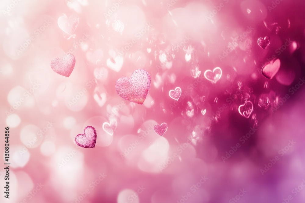 Fototapete soft pink background with floating hearts creating a romantic atmosphere perfect for expressing love
