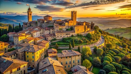 Obraz premium Candid Tuscan Cityscape: Volterra's Hilltop Views, Italy