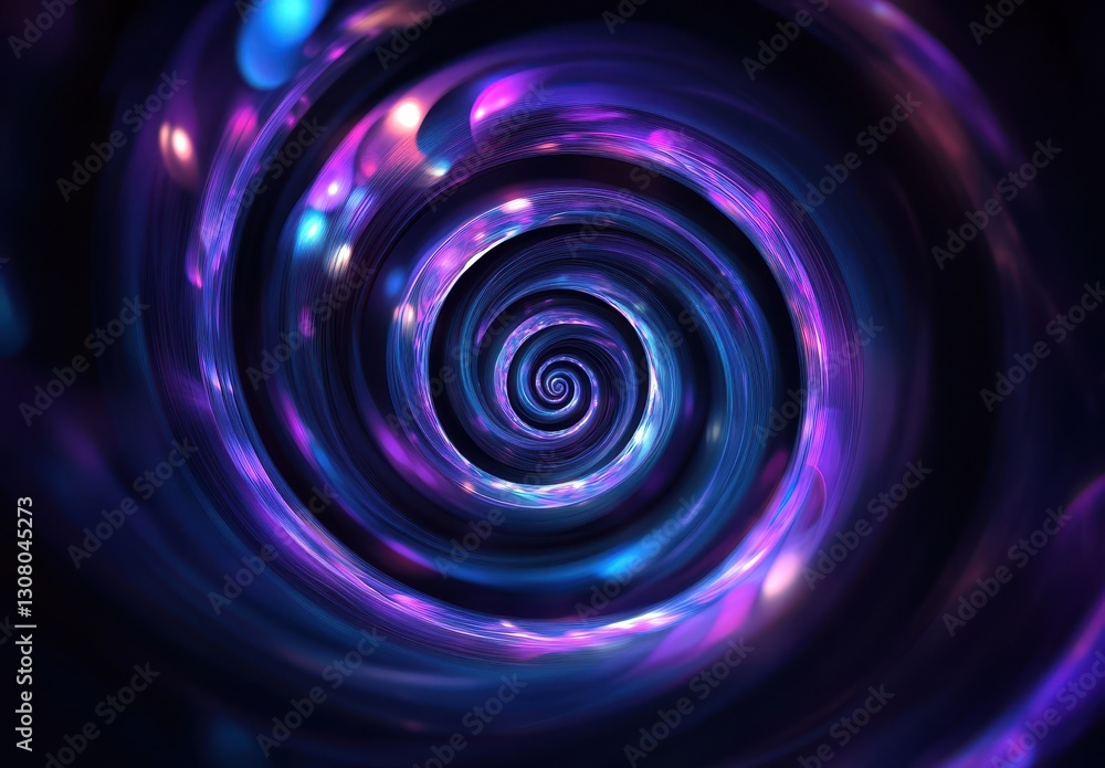 Poster vibrant swirling colors in abstract spiral design with glowing lights and deep dark background for c