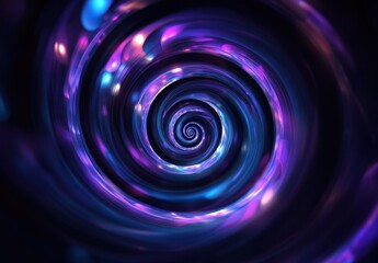 Vibrant Swirling Colors in Abstract Spiral Design with Glowing Lights and Deep Dark Background for Creative Artwork and Digital Projects