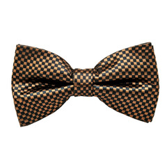 Elegant checkered bow tie on white background emphasizing formal and sophisticated