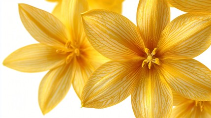 Obraz premium Close-up yellow flowers white background spring
