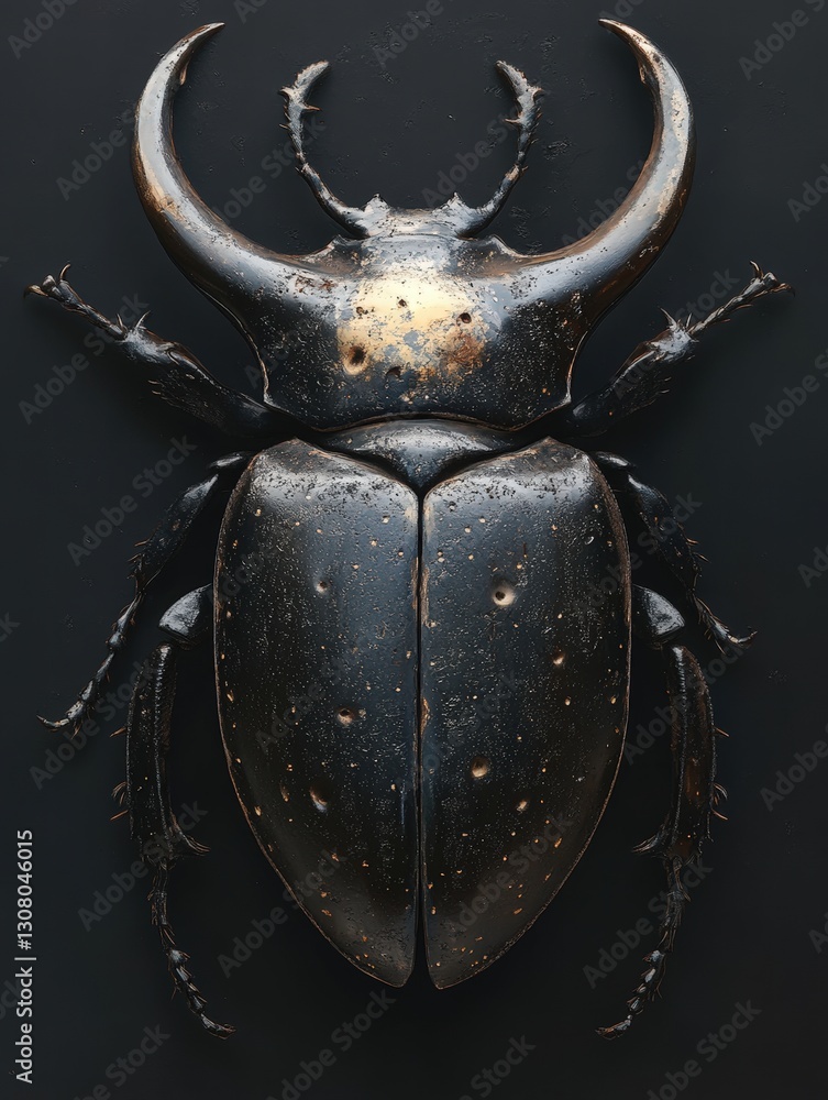 Aufkleber a striking beetle resting on a black background showcasing its unique features and texture