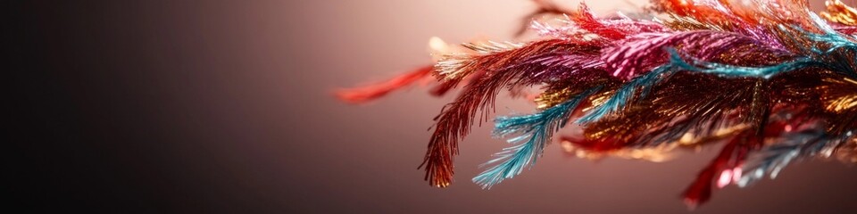 Colorful metallic strands against a muted background.