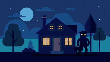These illustrations can encapsulate the scene of burglary at night without using specific names or locations.