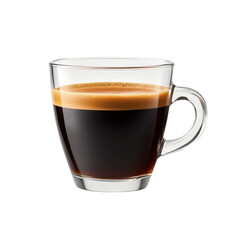 Elegant glass cup of freshly brewed espresso