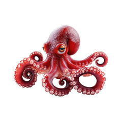 Naklejka premium Realistic red octopus with detailed textures and tentacles