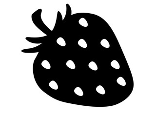 Strawberry - black vector silhouette for pictogram or logo. Strawberry berry - sign or icon.	
