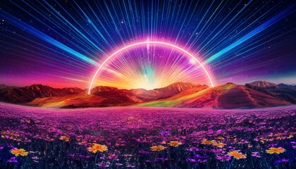 Obraz premium modern crazy poster celestial spzce 80s 70s galaxy flower love peace y2k lines forms boho groovy