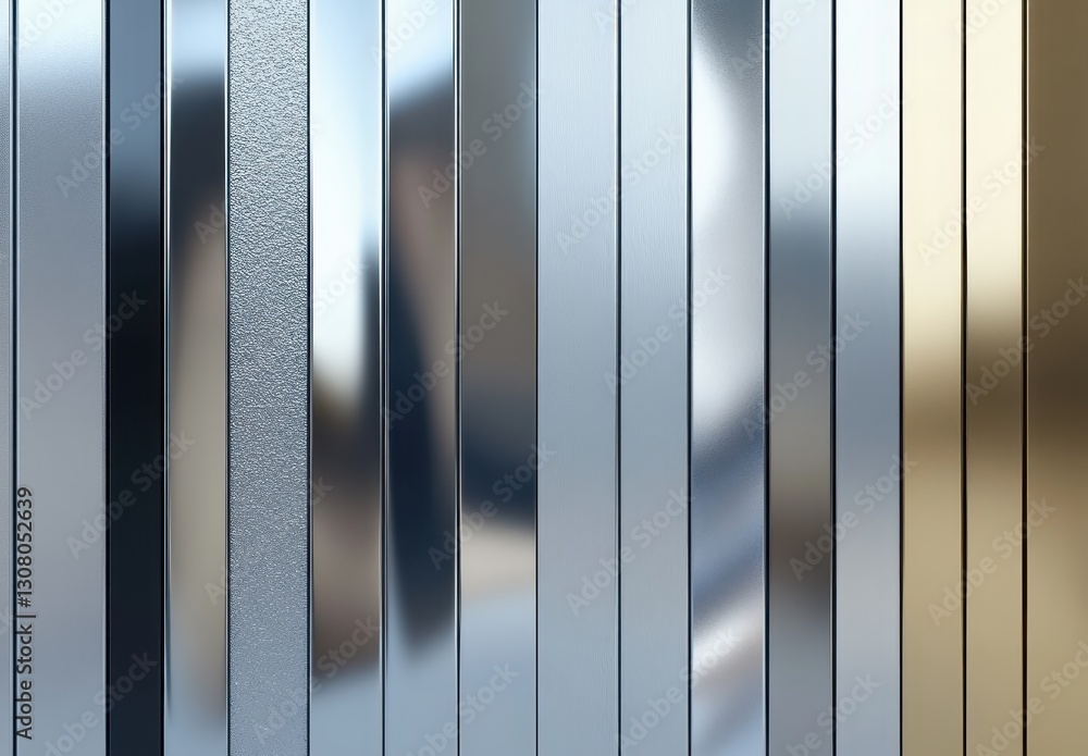 Poster abstract background of vertical metallic stripes in various shades of blue and gold for modern desig